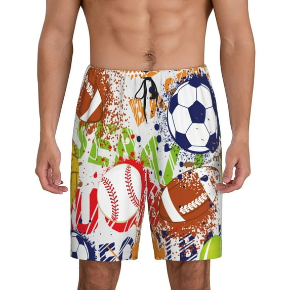 Naloa Balls Men's Short Pajama Pants, Lounge Comfort Shorts with Elasticized Waistband and Side Pockets - Medium
