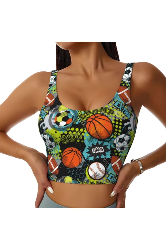 Balls Sports Bras for Women, High Support Bra with Removable Pads, Comfortable - Small