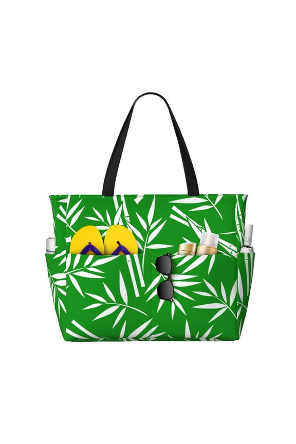 Bamboo Large Capacity Beach Bag, Waterproof Sandproof Beach Swim Pool Bag Tote Bag for Women