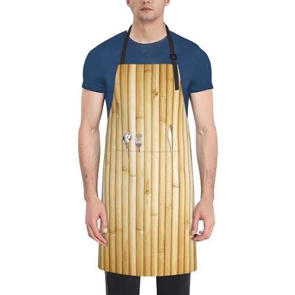Naloa Bamboo Wall Apron Kitchen Aprons with Pockets for Women Men Chef