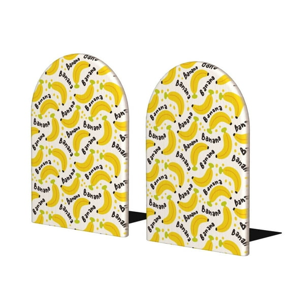 Naloa Banana Fruit 2 Pcs Bookend Large Capacity Office Book Ends for Home Office Library School Study Decoration