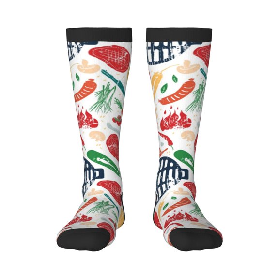 Naloa Barbecue Thigh High Socks Extra Long Stretchy Sock Women Over Knee High Opaque Stocking Daily Wear