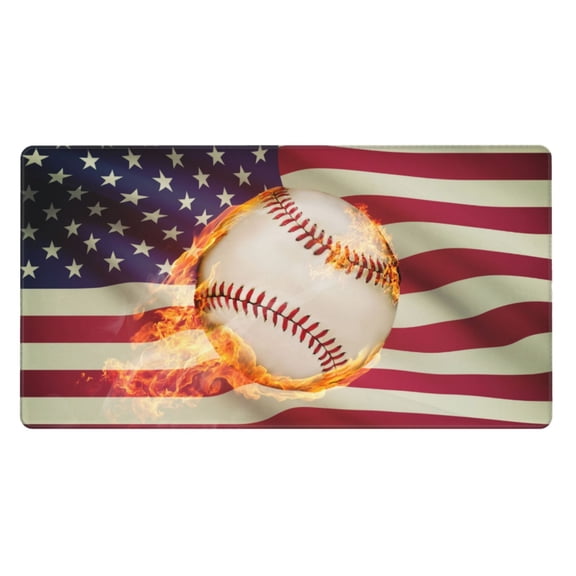 Naloa Baseball Ball With Flag Gaming Mouse Pad Large Mouse Mat Long Extended Desk Pad Non-Slip Rubber Mice Pads Stitched Edges Thin Pad (16x29.5 Inch)