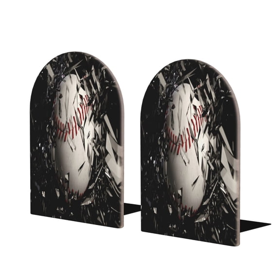 Naloa Baseball Breaking Glass 2 Pcs Bookend Large Capacity Office Book Ends for Home Office Library School Study Decoration