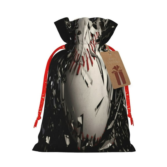 Naloa Baseball Breaking Glass Drawstring Christmas Bags, 3D Xmas Gift Bags, Christmas Wrapping Bags, Xmas Goodie Bags, Treat Pouch Bags, Party Favor Bags-Small