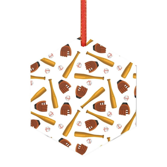 Naloa Baseball Sport Acrylic Santa Tree Decorations Christmas Hanging Pendant for Christmas Winter New Year Party Hanging Decorations-Hexagon