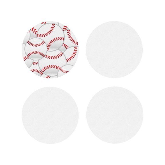 Naloa Baseballs Leather Coasters for Drinks, Durable Drink Coasters 4 Set for Tabletop Protection, Luxurious Home Décor and Housewarming Gift ( {designName})Round Shape