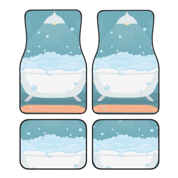 Naloa Bathtub with Soap Bubbles Car Foot Mat Set of 4 Pieces - Universal Floor Liner Neoprene Full Set Floor Mats for Cars Trucks SUV