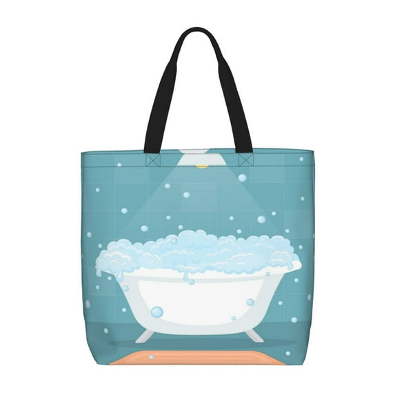 Naloa Bathtub with Soap Bubbles Tote Bag for Women, Foldable Tote Bag With Zipper, Large Shoulder Bag, Top Handle Handbag for Travel, Work, Shopping