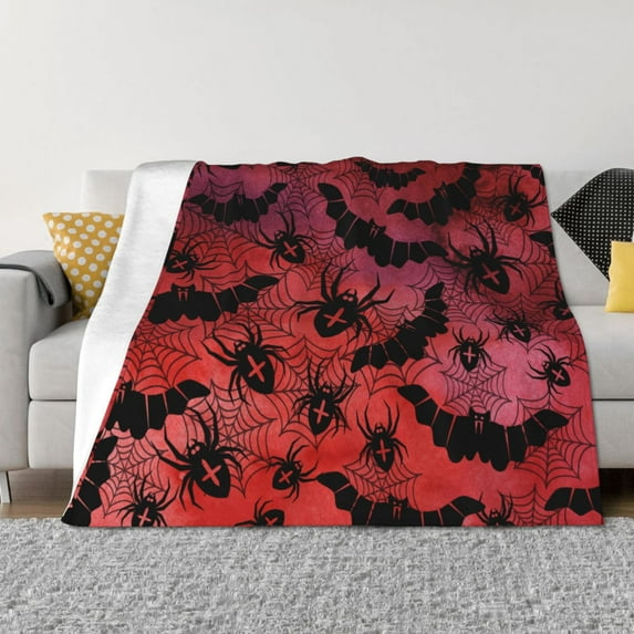 Naloa Bats And Spiders Flannel Blankets - Thick and Warm Blanket for Winter, Soft Fuzzy Plush King Blanket for All Seasons80"x60"
