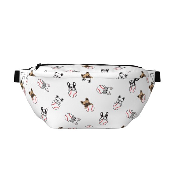 Naloa Bbaseball Dog Print Running Belts for Men Women,Running Fanny Pack with 2-Zipper Pockets,Waterproof Waist Pack for Travel Hiking Running Outdoor Sports