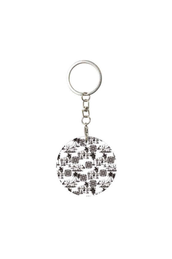 Beach Print Round Keychain Keychain Key Ring, Key Tag, Key Chain Bulk for Gift Accessories (Round)