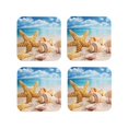thumbnail image 1 of Naloa Beach Starfish Shell Coasters for Set of 4 - PU Leather Coasters, Coasters for Table Cup Tea Coffee Beer, Decorative for Kitchen Homedecor (Round), 1 of 6