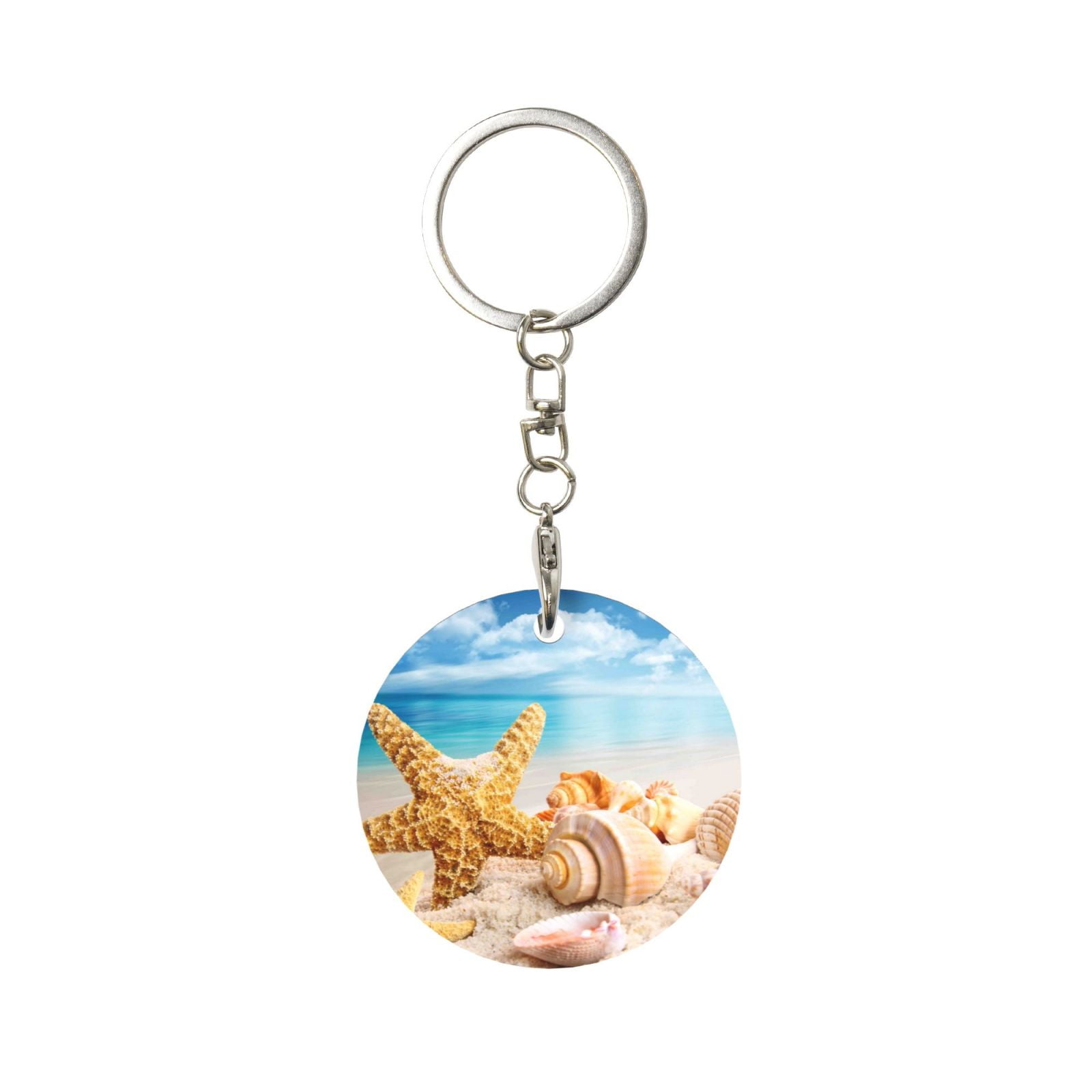 Naloa Beach Starfish Shell Print Round Keychain Keychain Key Ring Key Tag Key Chain Bulk for Gift Accessories Round Walmart