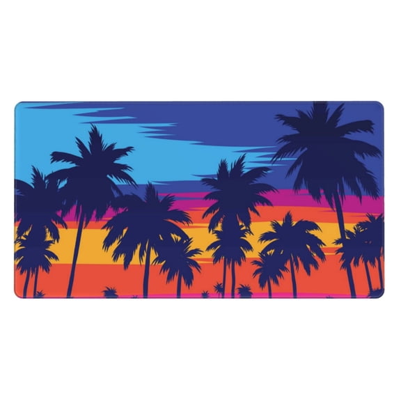 Naloa Beach with Palm Trees Gaming Mouse Pad Large Mouse Mat Long Extended Desk Pad Non-Slip Rubber Mice Pads Stitched Edges Thin Pad (16x29.5 Inch)