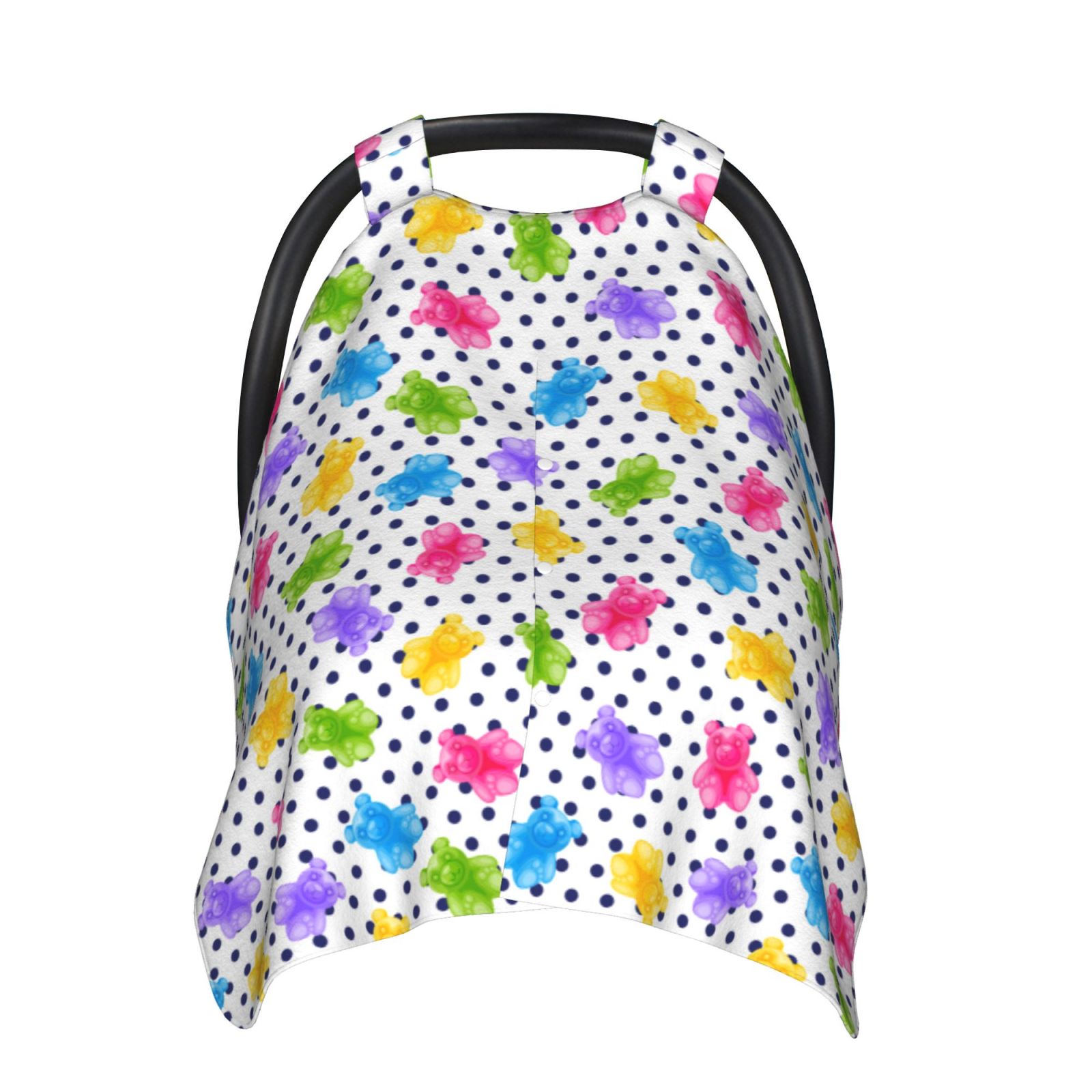 Naloa Bear And Polka Dot Baby Car Seat Cover, Breathable Baby Carrier Cover, Multiuse Baby Carrier Cover & Nursing Breastfeeding Cover