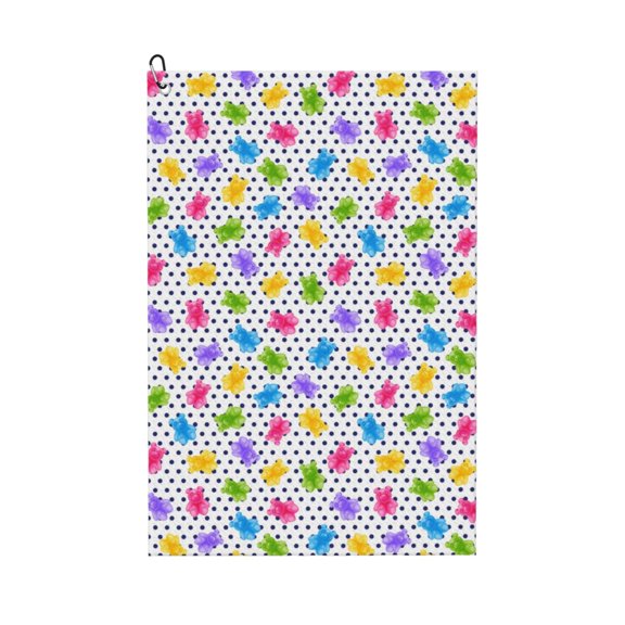 Naloa Bear And Polka Dot Golf Towel Golf Gift for Men and Women Golf Towel with Carabiner Clip to Quickly Remove Mud, Dirt and Sweat