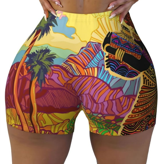 Naloa Beautiful African Woman Biker Shorts for Women Seamless Scrunch Short Women’s Yoga Shorts for Gym Running Sport Shorts - XX-Large