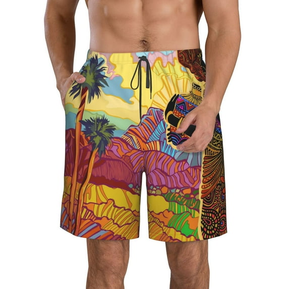 Naloa Beautiful African Woman Men's Beach Shorts, Surfing shorts, Swim trunks, Quick Dry Swim Trunks for Surfing Beach Fun - X-Large