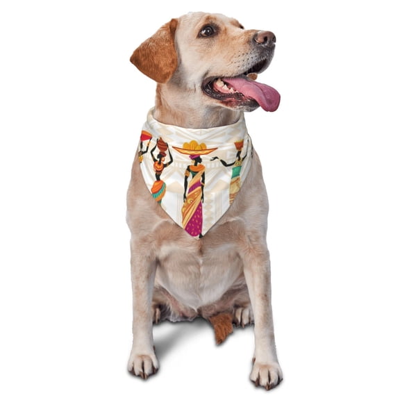Naloa Beautiful Black African Woman In Ethnic Dress Dog Bandanas 1PC Washable Triangle Dog Scarfs Premium Durable Fabric, for Small Medium Large Dogs and Cats
