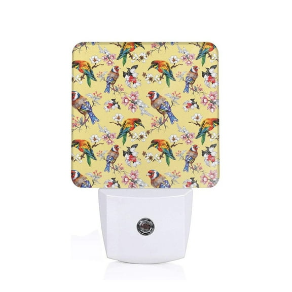 Naloa Beautiful Bright Birds And Flowers Night Lights Plug into Wall, Dusk to Dawn Sensor Warm White Led Night Light 0.5W, Nightlight suit for Adults, Bedroom, Bathroom, Hallway, Kitchen