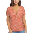 thumbnail image 1 of Naloa Beautiful Corals Print T-Shirts Short Sleeve V Neck Tees for Women Fashion Tops Trendy Lightweight Soft Casual Summer Outfits Clothes, 1 of 5