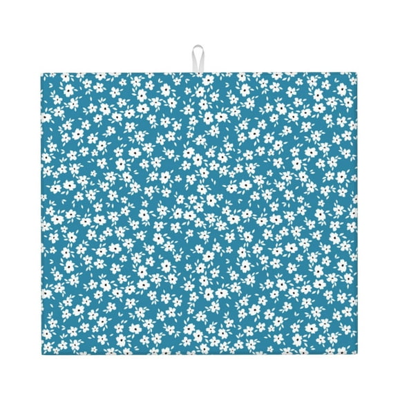 Naloa Beautiful Floral Dish Drying Mat for Kitchen Counter, Heat Resistant Drainer Mats, Absorbent Draining Mat,Dish Rack Pad,16"x18"