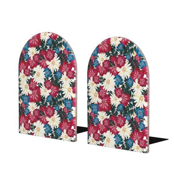 Naloa Beautiful Flower 2 Pcs Bookend Large Capacity Office Book Ends for Home Office Library School Study Decoration