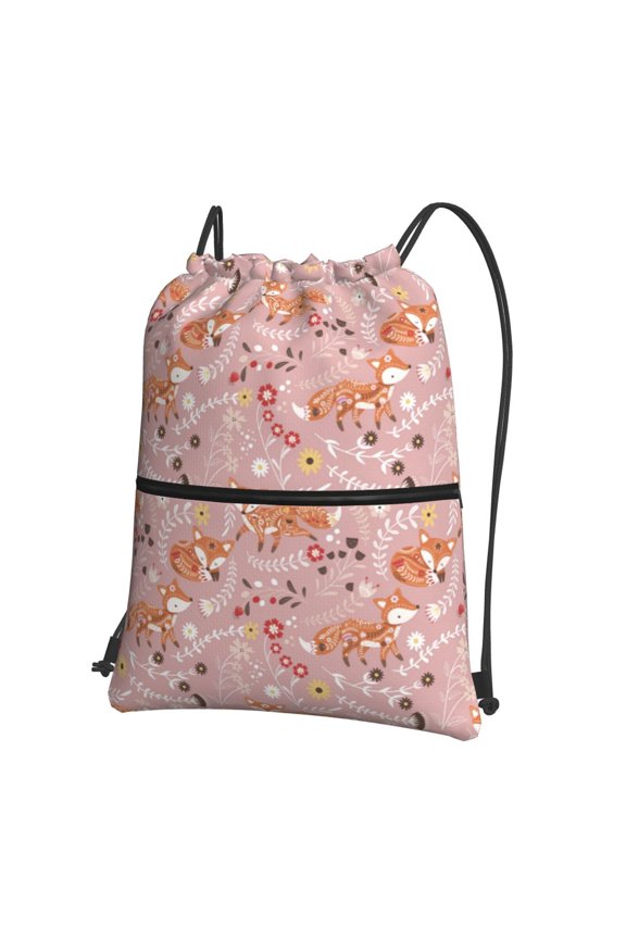 Beautiful Fox Drawstring Backpack String Bag Cinch Water Resistant for Gym Shopping Sport Yoga