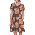 thumbnail image 1 of Naloa Beautiful Fox Print Womens Summer A-Line Dress with Pockets,Short Sleeve Dresses,Flowy Beach Swing Dress for Vacation Travel, 1 of 6