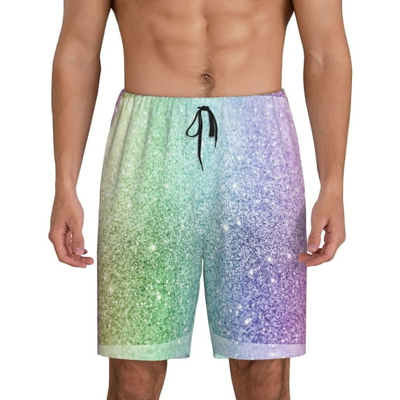 Naloa Beautiful Glitter Men's Short Pajama Pants, Lounge Comfort Shorts with Elasticized Waistband and Side Pockets - Small