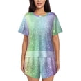 thumbnail image 1 of Naloa Beautiful Glitter Women's Short-Sleeved Pajama Set, Loungewear, Summer pajamas, Breathable Cozy - Large, 1 of 9
