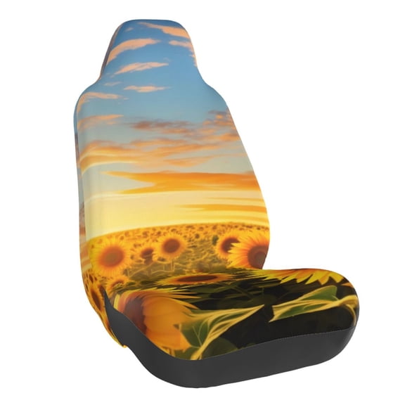 Naloa Beautiful Golden Sunflower Field Car Seat Covers Universal Front Seat Coves for Car Accessories ,Padded Car Covers for Automotive, SUV, Truck, and Van