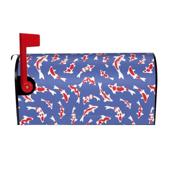Naloa Beautiful Koi Fish Mailbox Covers Magnetic Post Box Cover Post Letter Box Cover Garden Decor-25.5x21 in