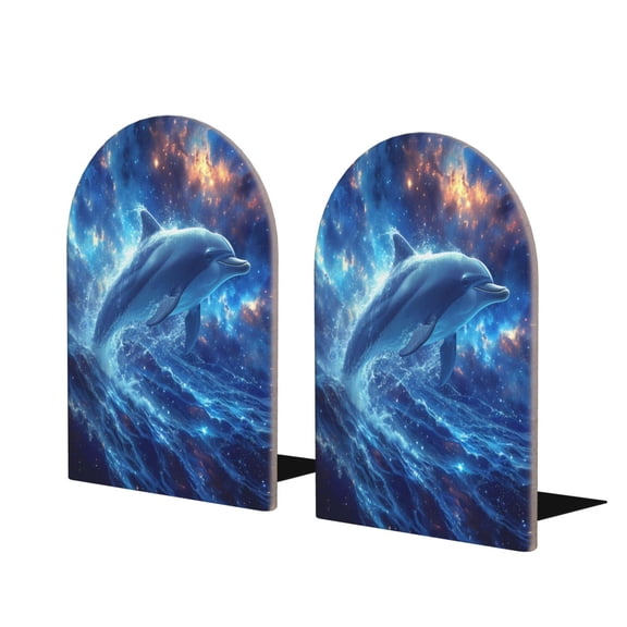 Naloa Beautiful Ocean Dolphin 2 Pcs Bookend Large Capacity Office Book Ends for Home Office Library School Study Decoration