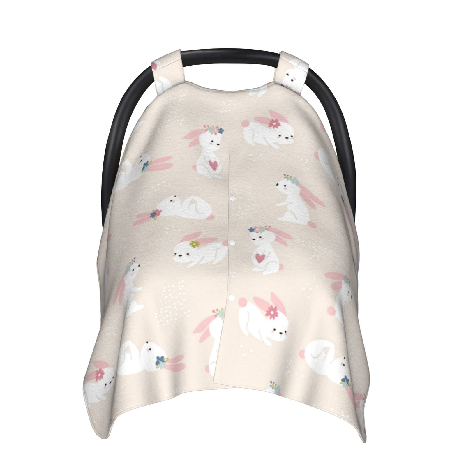 Naloa Beautiful Rabbit Baby Car Seat Cover, Breathable Baby Carrier Cover, Multiuse Baby Carrier Cover & Nursing Breastfeeding Cover