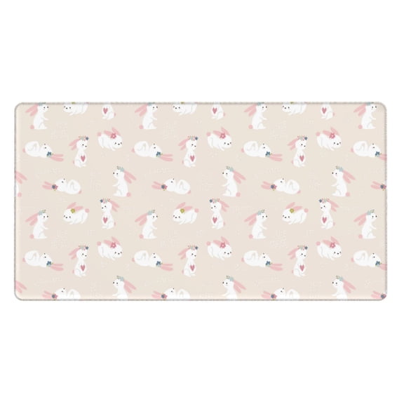 Naloa Beautiful Rabbit Gaming Mouse Pad Large Mouse Mat Long Extended Desk Pad Non-Slip Rubber Mice Pads Stitched Edges Thin Pad (16x29.5 Inch)