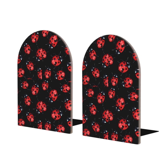 Naloa Beautiful Red Ladybug 2 Pcs Bookend Large Capacity Office Book Ends for Home Office Library School Study Decoration