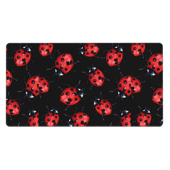 Naloa Beautiful Red Ladybug Gaming Mouse Pad Large Mouse Mat Long Extended Desk Pad Non-Slip Rubber Mice Pads Stitched Edges Thin Pad (16x29.5 Inch)