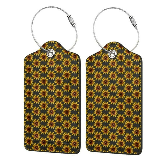 Naloa Beautiful Sunflower Luggage Tag for Suitcase Leather Baggage Tag with Stainless Steel Loop Privacy Cover for Women Men Girls-4 PCS