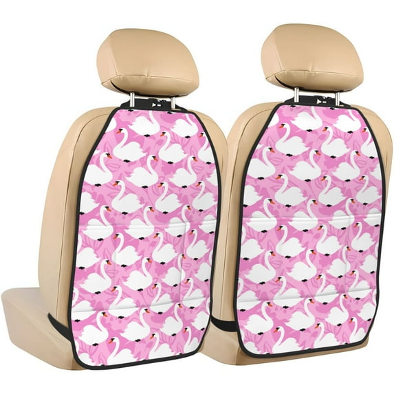 Naloa Beautiful Swans 2Pcs Anti-Kick Back Seat Cover Kick Mat, Car Seat Protector with 3 Storage Pockets