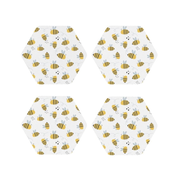 Naloa Bee Leather Coasters for Drinks, Durable Drink Coasters 4 Set for Tabletop Protection, Luxurious Home Décor and Housewarming Gift ( {designName})Hexagon