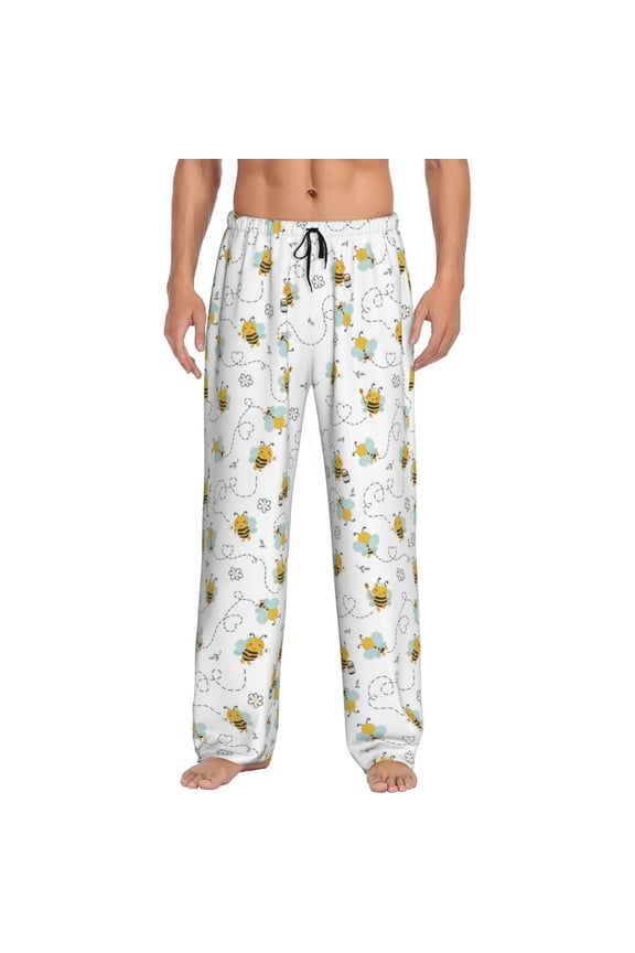 Bee Pajama Pants Men, PJ Bottoms, Sleep & Lounge Pants-Medium