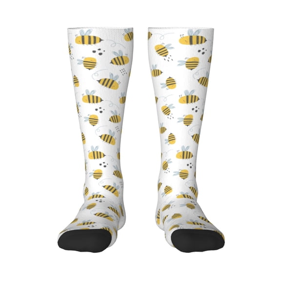 Naloa Bee Thigh High Socks Extra Long Stretchy Sock Women Over Knee High Opaque Stocking Daily Wear