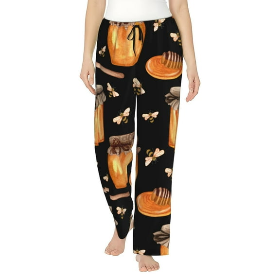 Naloa Bee and Honey Print Women’s Ultra-Soft Comfy Pajama Lounge Pants with Pockets & Drawstring