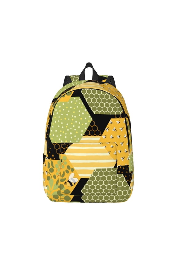 Bee honey Canvas Backpack for Men Women Rucksack Casual Travel Daypack College Tote Satchel Bookbag for Teens-Small