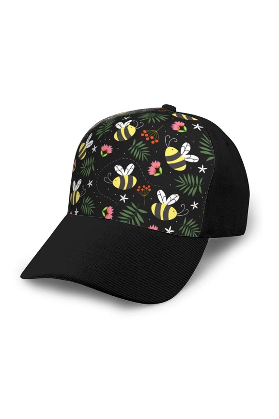 Bees Adult adjustable Print Baseball Hat, Patchwork curved brim baseball capfor Men and Women, One Size