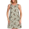 thumbnail image 1 of Naloa Bees And Chamomile Print Women's Summer Spring Casual Beach Sundress,Vacation Sleeveless Tank Crewneck Loose Dresses, 1 of 7