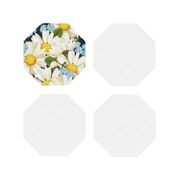 Naloa Bees Collecting Nectar Leather Coasters for Drinks, Durable Drink Coasters 4 Set for Tabletop Protection, Luxurious Home Décor and Housewarming Gift ( {designName})Octagon