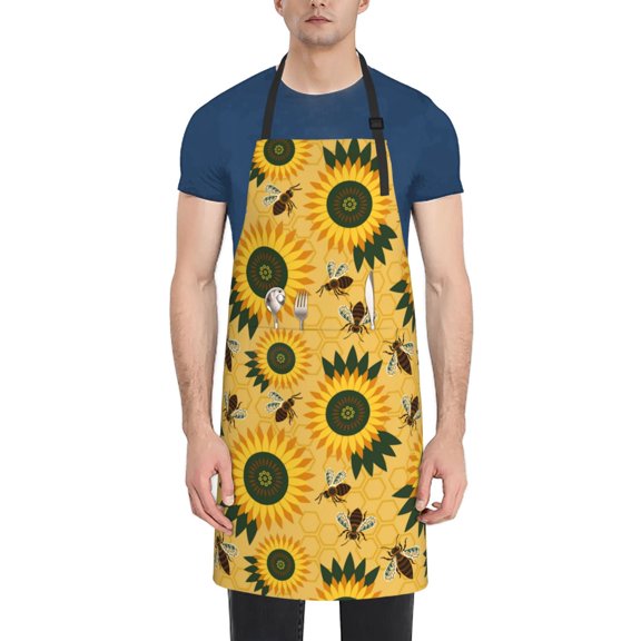 Naloa Bees and Sunflowers Apron Kitchen Aprons with Pockets for Women Men Chef